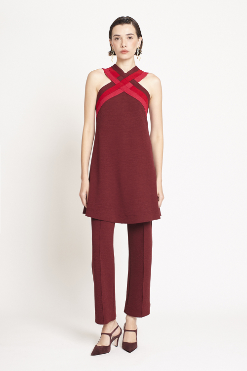 vestido bouclê tressê curto