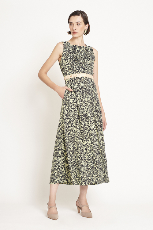 Fit — Vestido Jersey Estampa Renda Mix Pregas