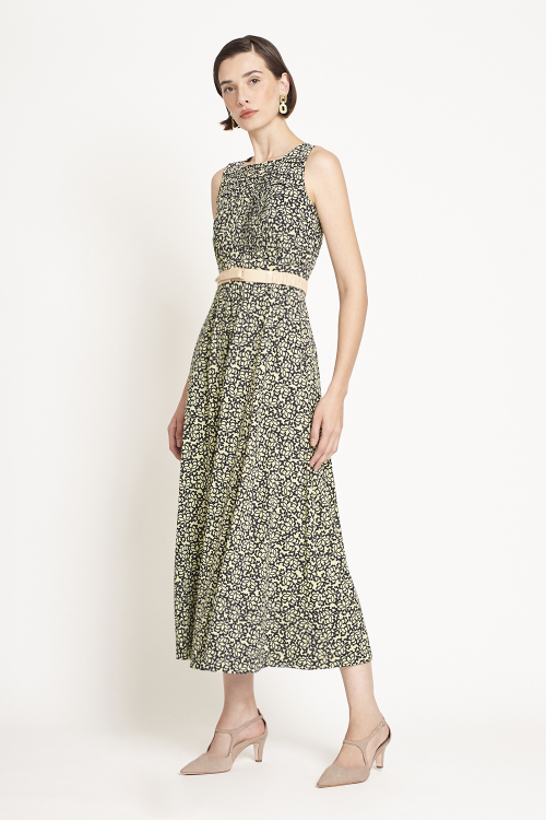 Fit — Vestido Jersey Estampa Renda Mix Pregas
