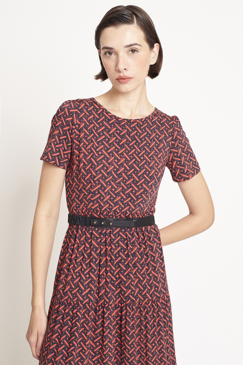 Fit — Vestido Jersey Estampa Cestaria