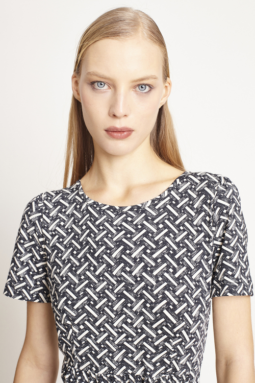 Fit — Vestido Jersey Estampa Cestaria