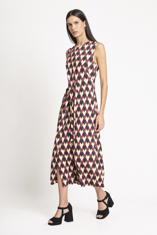Fit — Vestido Jersey Estampa Tressê