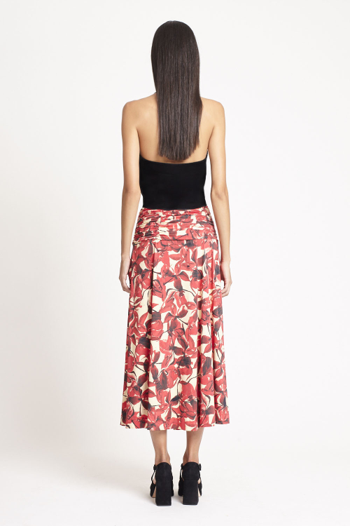 Fit — Saia Jersey Estampa Flor Aquarela Pala Franzida