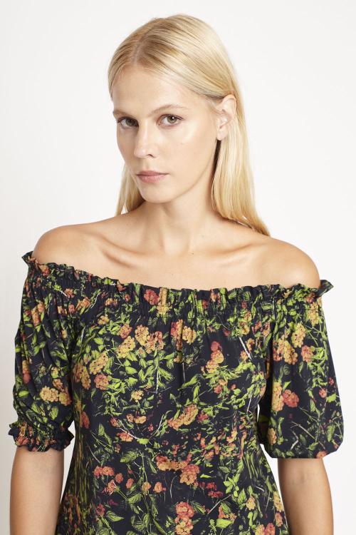 Fit — Blusa Jersey Estampa Bosque Ombro A Ombro