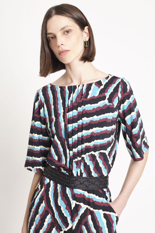 Fit — Blusa Jersey Pregas Estampa Paisagem Gráfica
