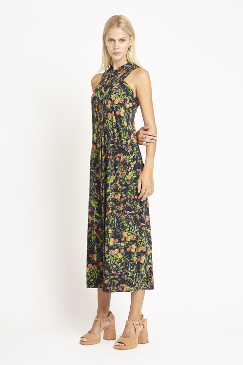 Fit — Vestido Jersey Estampa Bosque Decote Cruzado
