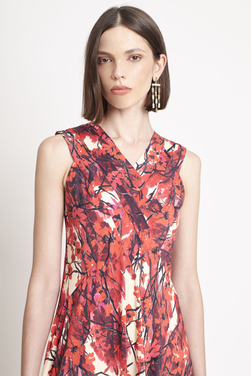 Fit — Vestido Jersey Estampa Jardim Secreto Decote V