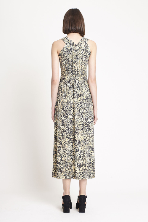 Fit — Vestido Jersey Estampa Plumas Coloridas Trançado