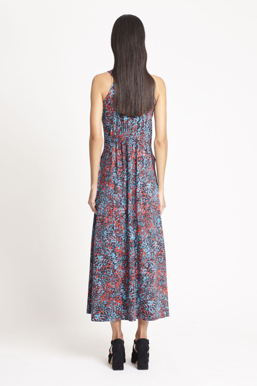 Fit — Vestido Jersey Estampa Plumas Coloridas Trançado