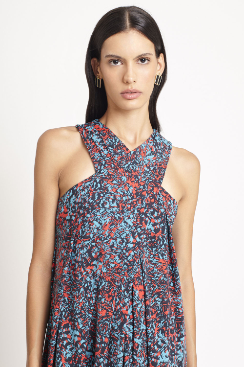Fit — Vestido Jersey Estampa Pluma Colorida Curto