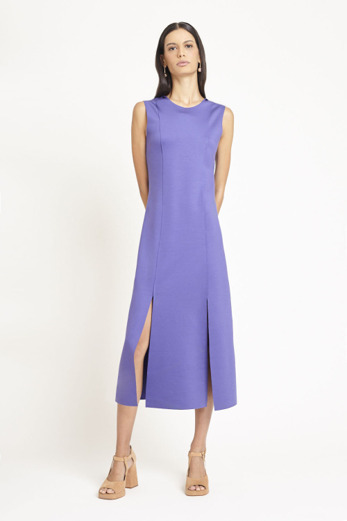 Fit — Vestido Malha Dupla Leve Decote Costas