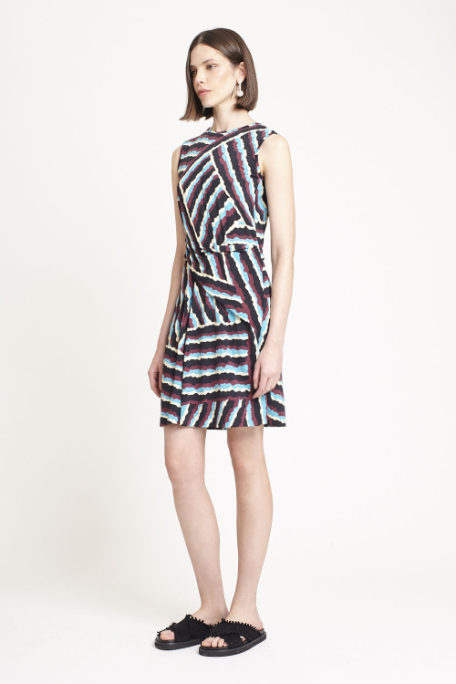 Fit — Vestido Jersey Estampa Paisagem Gráfica Curto
