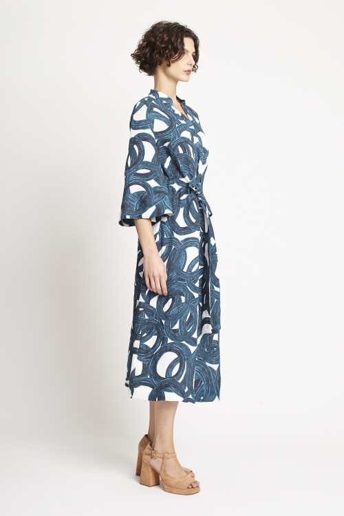 Fit — Vestido Linho Estampa Círculo Mágico