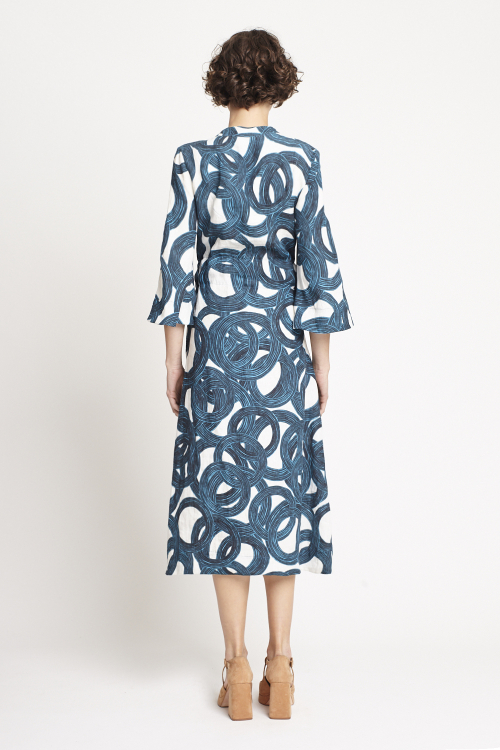 Fit — Vestido Linho Estampa Círculo Mágico