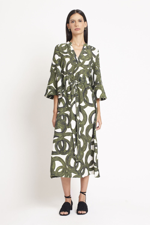 Fit — Vestido Linho Estampa Círculo Mágico