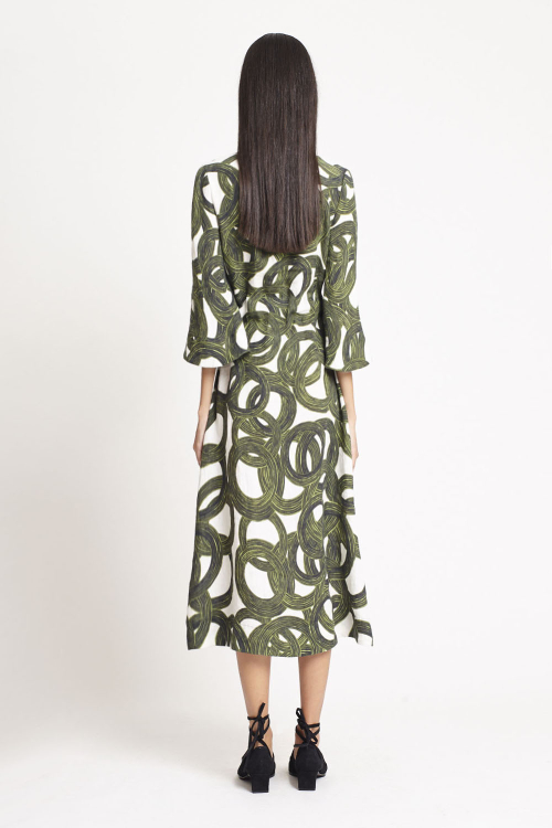 Fit — Vestido Linho Estampa Círculo Mágico