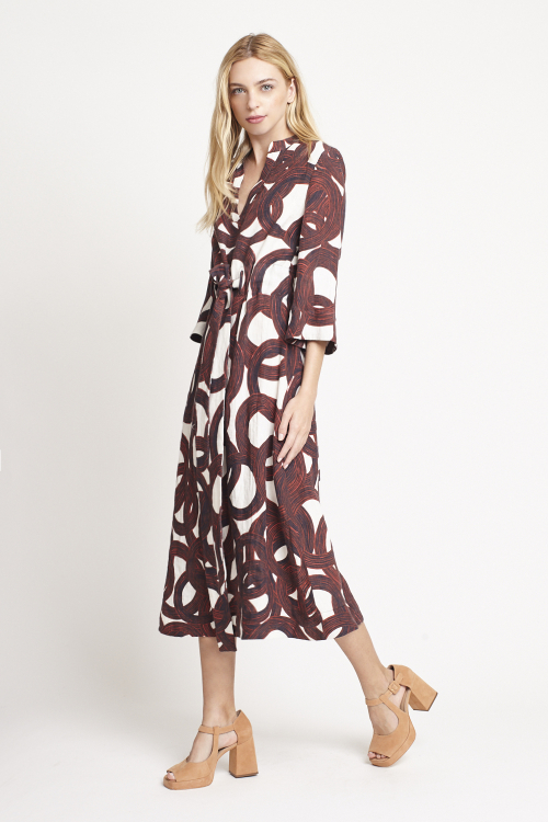 Fit — Vestido Linho Estampa Círculo Mágico