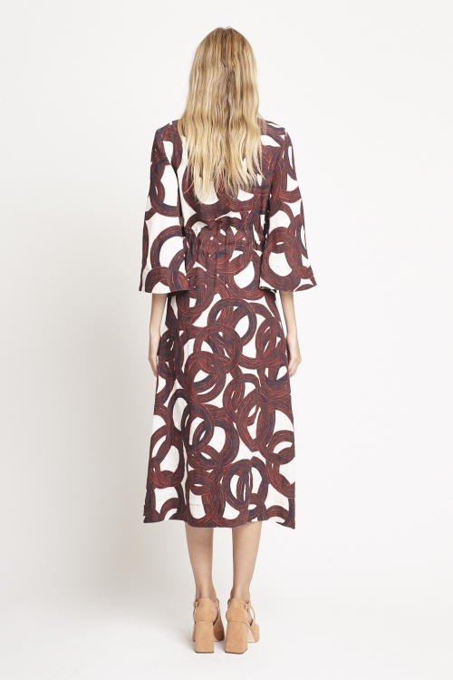 Fit — Vestido Linho Estampa Círculo Mágico