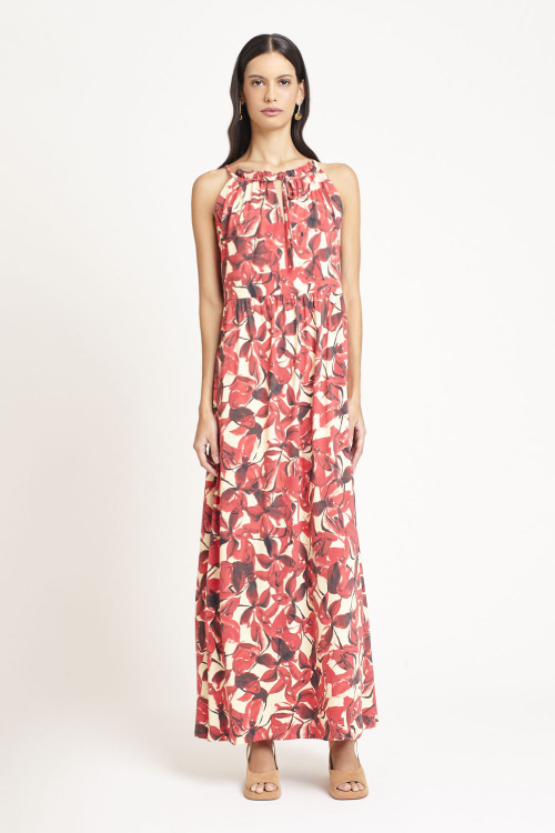 Fit — Vestido Jersey Estampa Flor Aquarela Longo