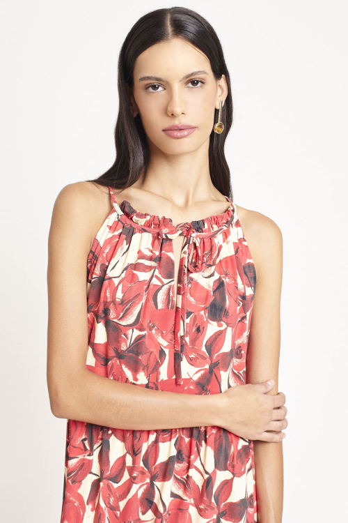 Fit — Vestido Jersey Estampa Flor Aquarela Longo