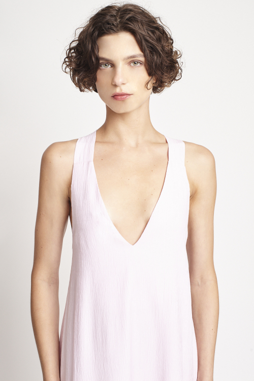 Fit — Vestido Plissado Longo Rosa Claro