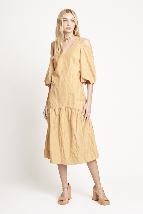 Fit — Vestido Viscose Metal Ombros A Mostra