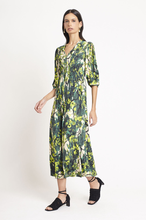Fit — Vestido Jersey Estampa Jardim Secreto Midi