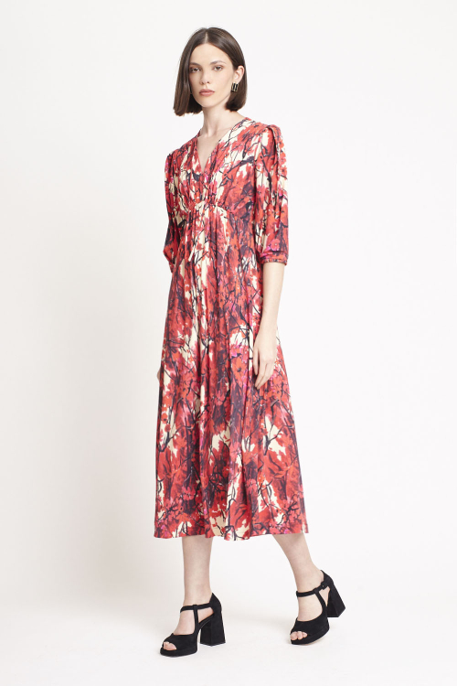 Fit — Vestido Jersey Estampa Jardim Secreto Midi