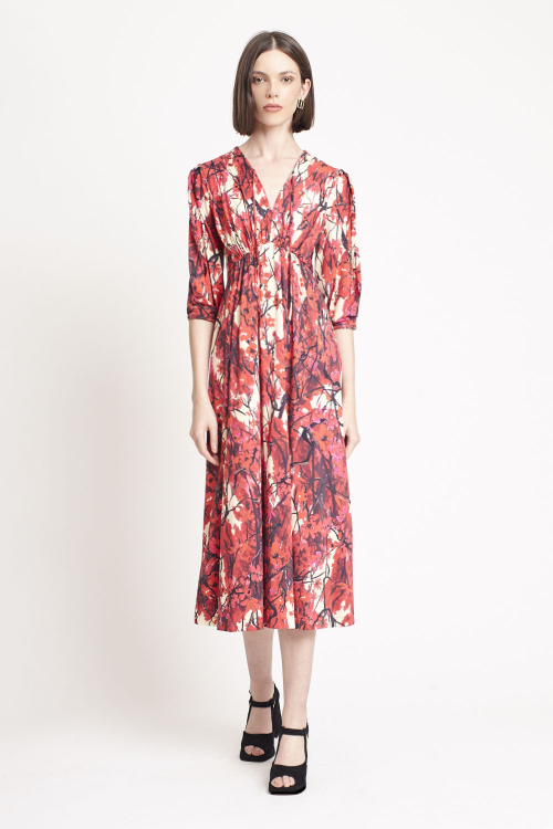 Fit — Vestido Jersey Estampa Jardim Secreto Midi