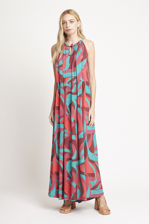 Fit — Vestido Viscose Estampa Pout Porri Longo