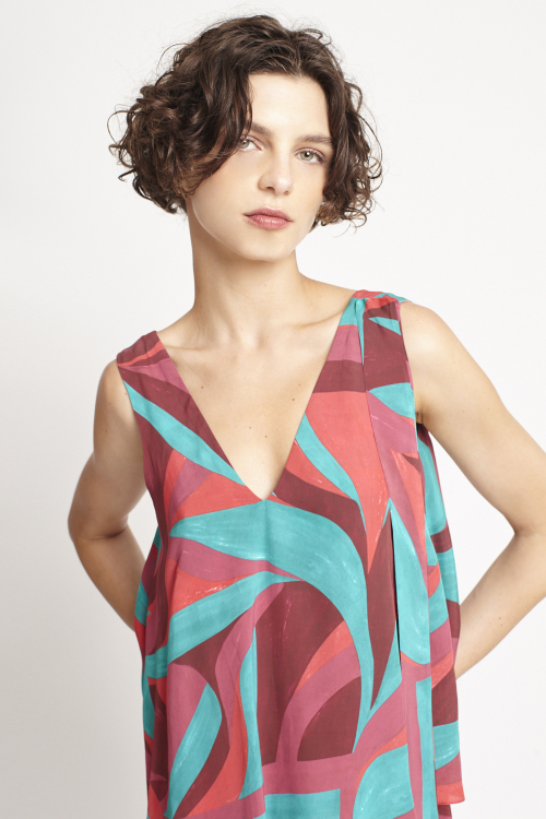 Fit — Vestido Viscose Estampa Pout Pourri Curto