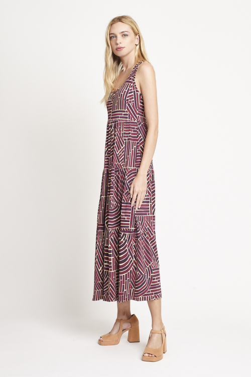 Fit — Vestido Jersey Babados Estampa Passeio