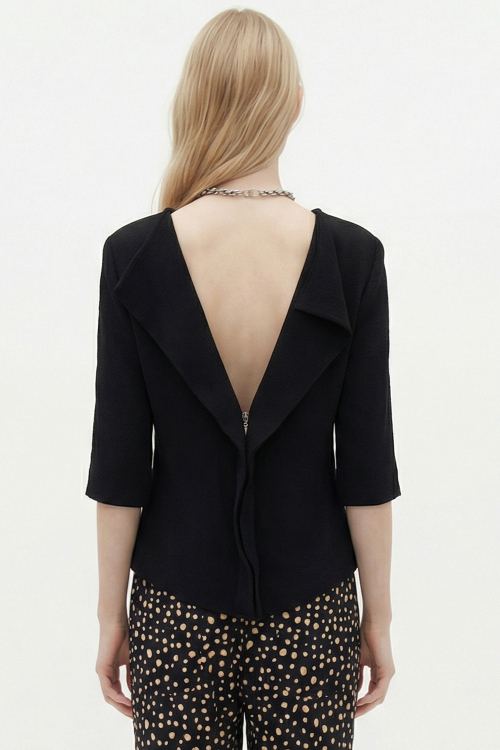 blusa bouclê zíper costas