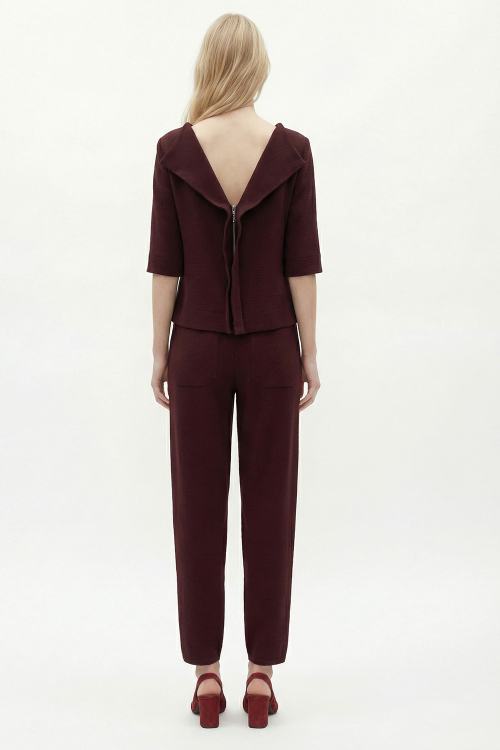 blusa bouclê zíper costas