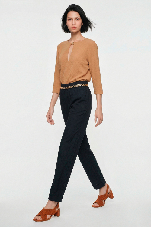 calça viscose metal elástico