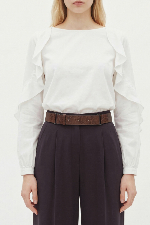 blusa tricoline babados