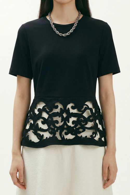 blusa malha duplo leve bordada