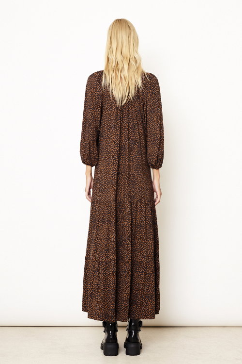 Fit — Vestido Jersey Est Mini Folhas Decote Quadrado