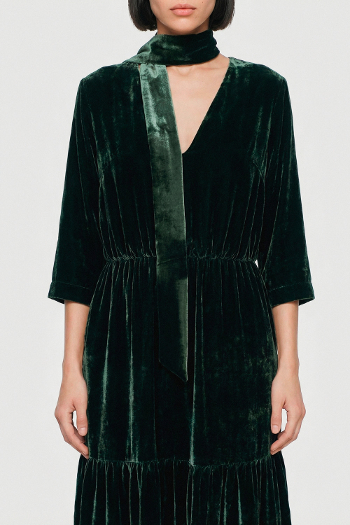 vestido veludo de seda