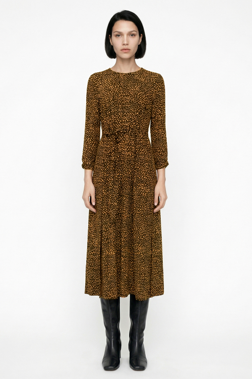 vestido jersey est bolinhas amarração cintura