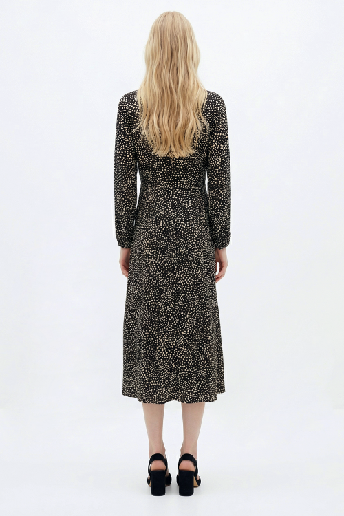 Fit — Vestido Jersey Est Bolinhas Amarração Cintura