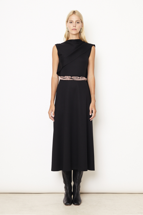 Fit — Vestido Malha Dupla Leve Detalhe Ombros