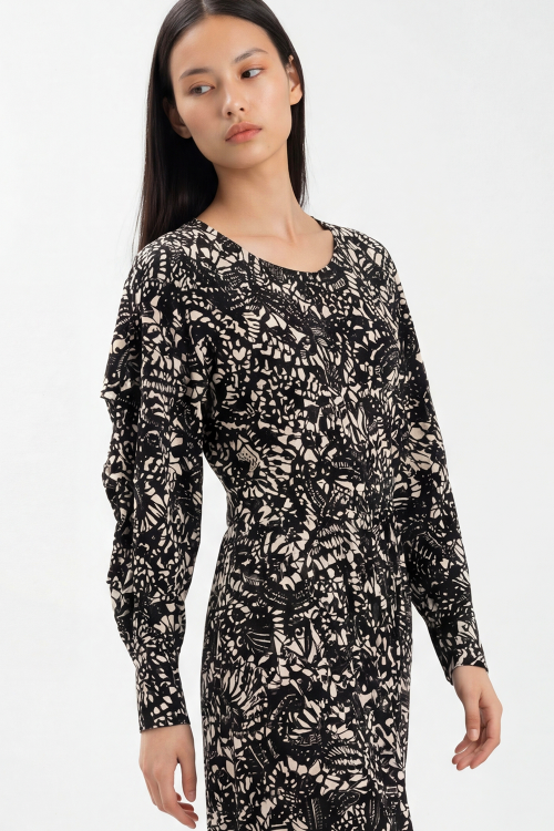 Fit — Vestido Jersey Estampa Renda Longo