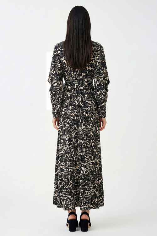 Fit — Vestido Jersey Estampa Renda Longo