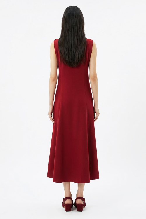 Fit — Vestido Malha Dupla Leve Babado Frente