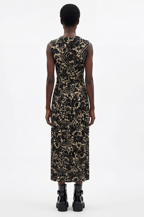 Fit — Vestido Jersey Estampa Renda Drapeado