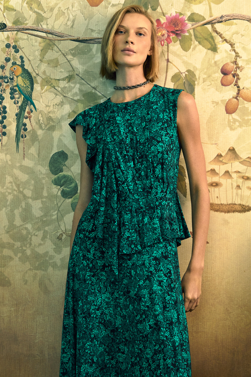 vestido jersey est rococó babado ombro