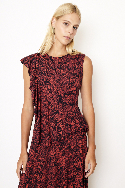 Fit — Vestido Jersey Est Rococó Babado Ombro