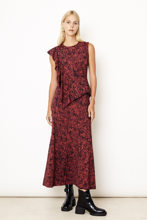 Fit — Vestido Jersey Est Rococó Babado Ombro