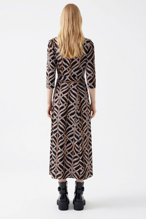 Fit — Vestido Jersey Estampa Arcos Com Cinto